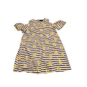 La Chapelle Cold Shoulder Dress Striped Yellow Floral Size 40 US Medium